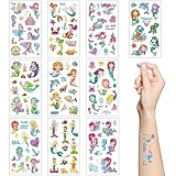 10 Blatt Meerjungfrauen-Tattoo-Aufkleber mit Meerestiermuster für Mädchen, Jungen und...