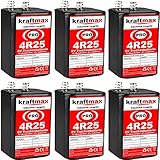 kraftmax 6er Pack 4R25 PRO - 6V Hochleistungs- Industrial Longlife Blockbatterie - 6 Volt...
