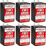 kraftmax 6er Pack 4R25 PRO - 6V Hochleistungs- Industrial Longlife Blockbatterie - 6 Volt...