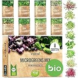 valeaf BIO Microgreens Set I 8 Sorten Sprossen Samen Pflanzset mit Keimsprossen und...