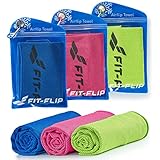 Fit-Flip Kühltuch 3er Set 100x30cm, Mikrofaser Sporthandtuch kühlend, Kühltuch, Airflip...