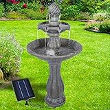 Solar Gartenbrunnen Brunnen Solarbrunnen Klassik-Garten mit Li-Ion-Akku & LED-Licht,...