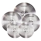 SONICAKE Cymbal Set mit geringer Lautstärke 14' HiHat+16' Crash+18' Crash+20' Ride...