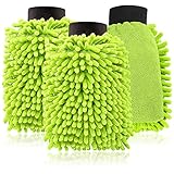 com-four® 3X Waschhandschuh für Kfz und Haushalt - Microfaser-Handschuh -...