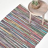 Homescapes Chindi Flickenteppich 70 x 120 cm Bunt aus 100% Recycelter Baumwolle -...