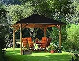 CHILLROI® Quadratischer Holzpavillon 289 x 289 cm Set mit Dachschindeln | Gartenpavillon...