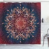 NUEV Lotus Duschvorhang Boho Sonnenmuster Farbverlauf Mandala Blumendruck Badezimmer Dekor...