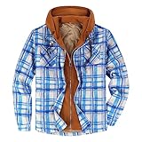 Herren Jacken Parka Mantel Männer Hooded mit Karomuster Parka Mantel Knopfleiste Retro...