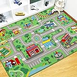 Capslpad Kinder Teppiche,Spielteppich für Kinder Stadtstadt Straße 160x100 cm...