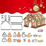 Weihnachten Edelstahl 3D Plätzchenformen Lebkuchenhaus Plätzchenform, Cookies Cutter...