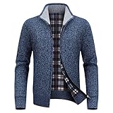 KUDORO Strickjacke Herren Cardigan Trachtenjacke mit Reißverschluss Gestrickt...