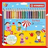 Dreikant-Buntstift - STABILO Trio dick - 24er Pack - mit 24 verschiedenen Farben und...